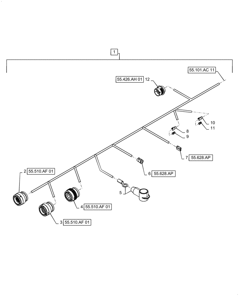 Схема запчастей Case IH 6140 - (55.101.AC[10]) - WIRE HARNESS, LEFT MAIN (55) - ELECTRICAL SYSTEMS