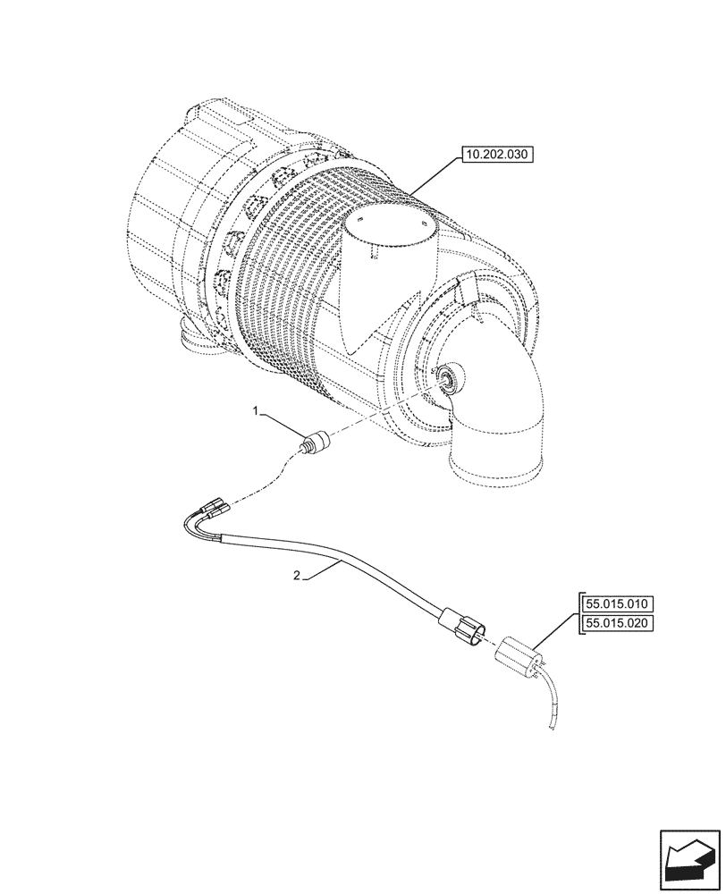 Схема запчастей Case IH JX95HC PLUS - (55.014.020) - VAR - 330200 - AIR CLEANER, SENSOR (55) - ELECTRICAL SYSTEMS