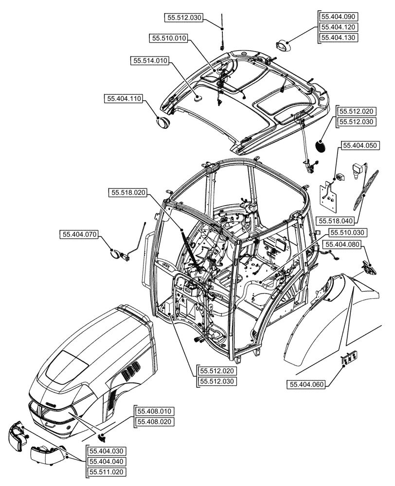 Схема запчастей Case IH JX95HC PLUS - (00.000.55[04]) - PICTORIAL INDEX - ELECTRICAL SYSTEMS (00) - GENERAL & PICTORIAL INDEX