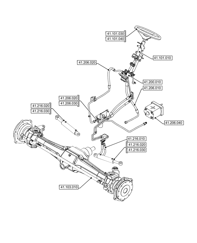 Схема запчастей Case IH JX95HC PLUS - (41.000.00) - SECTION INDEX - STEERING (41) - STEERING