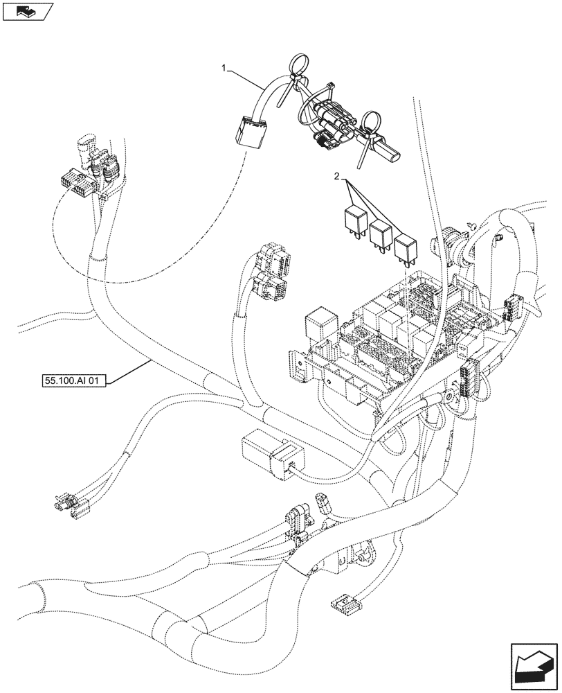 Схема запчастей Case IH FARMALL 105U - (55.100.AX[01A]) - VAR - 330491 - FRONT LOADER, HARNESS, ISO - BEGIN YR 24-JUL-2015 (55) - ELECTRICAL SYSTEMS