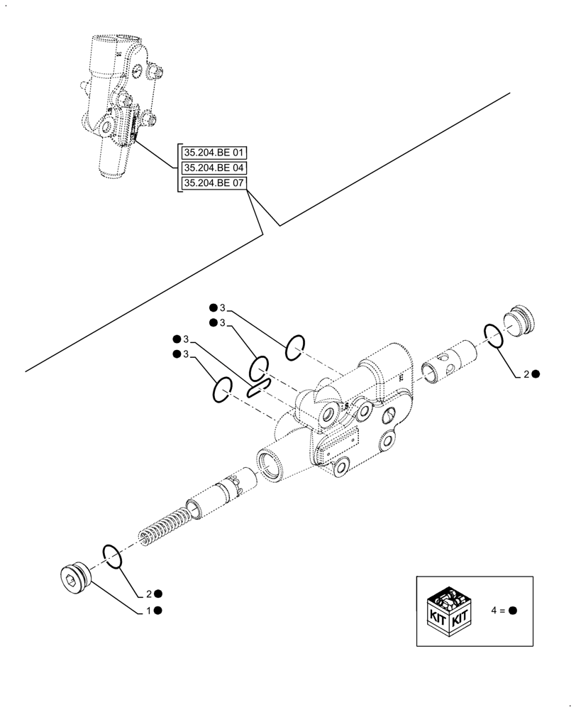 Схема запчастей Case IH FARMALL 140A - (35.204.BE[23]) - REPAIR KIT, VALVE, INLET SECTION (35) - HYDRAULIC SYSTEMS