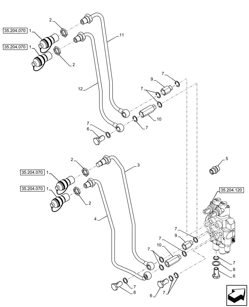 Схема запчастей Case IH JX95HC PLUS - (35.204.150) - STD + VAR - 335413 - REMOTE CONTROL VALVE, REAR, HOSE (35) - HYDRAULIC SYSTEMS