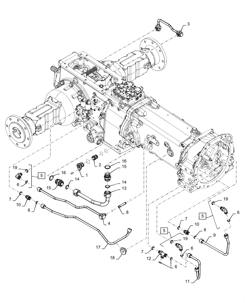 Схема запчастей Case IH FARMALL 45C - (21.506.AA) - COMPLETE TRANSMISSION EXTERNAL PIPING (21) - TRANSMISSION