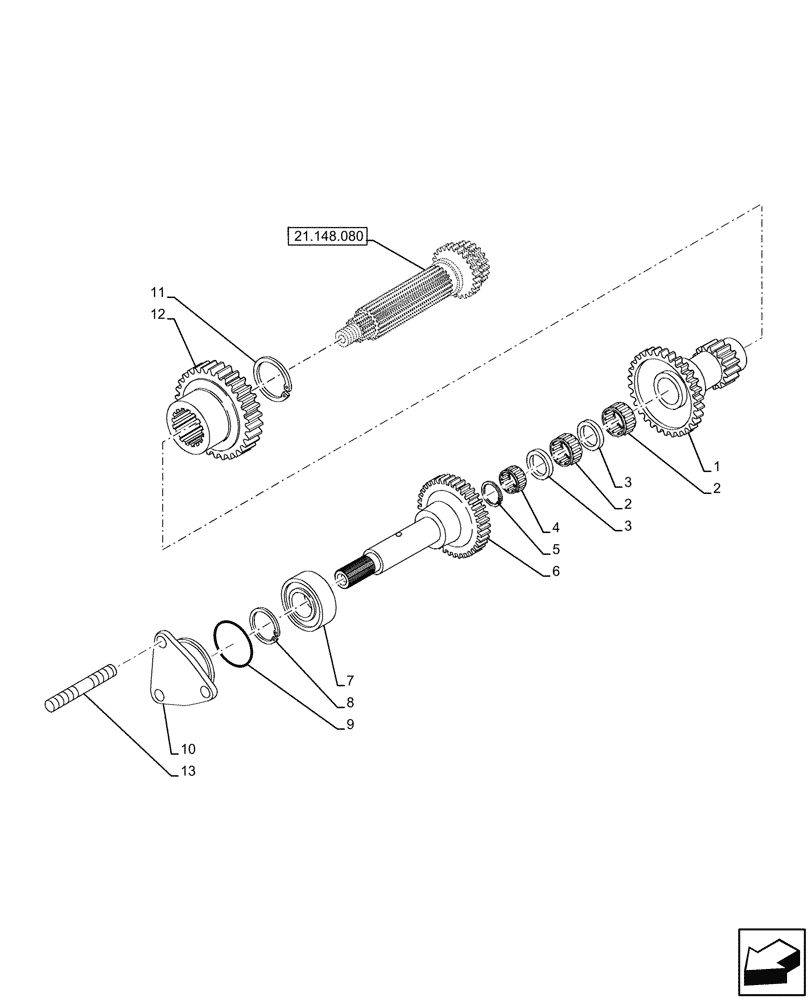 Схема запчастей Case IH JX95HC PLUS - (21.148.140) - VAR - 335113 - TRANSMISSION, SHAFT & GEAR, 20+12 SYNCHRO+CREEPER (21) - TRANSMISSION