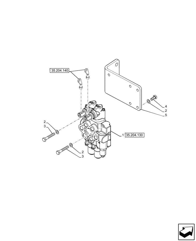 Схема запчастей Case IH JX95HC PLUS - (35.204.120) - STD + VAR - 335413 - REMOTE CONTROL VALVE, REAR, 2 REMOTE CONTROL VALVES (1 S/D + 1 DOUBLE ACTING WITH FLOAT KICK OUT) (35) - HYDRAULIC SYSTEMS