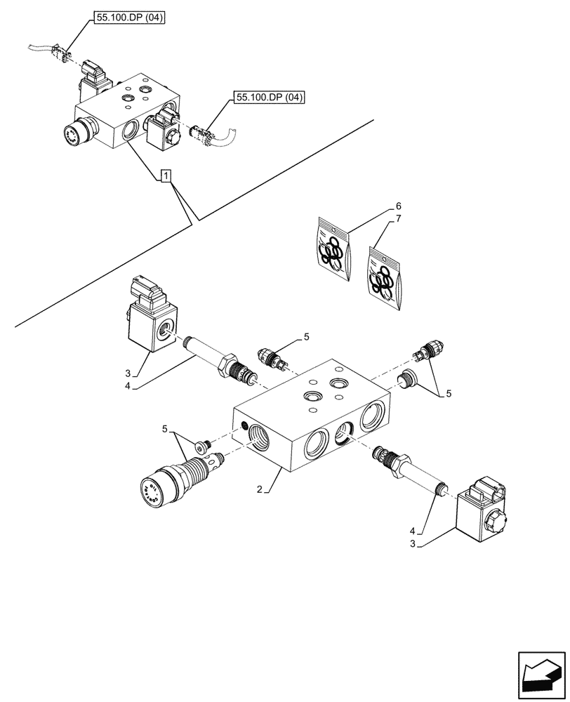 Схема запчастей Case IH FARMLIFT 935 - (35.701.BU[02]) - VAR - 749299 - FLOAT VALVE, COMPONENTS (35) - HYDRAULIC SYSTEMS