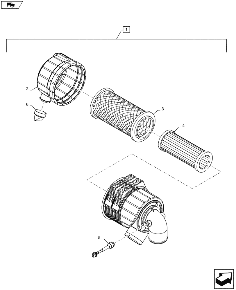 Схема запчастей Case IH SR210 - (10.202.AB) - AIR CLEANER ASSY (10) - ENGINE