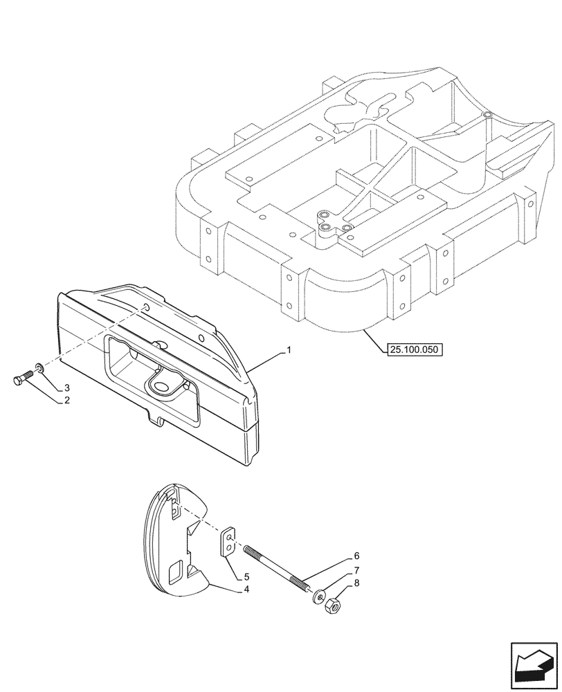 Схема запчастей Case IH JX95HC PLUS - (39.140.060) - VAR - 335933 - FRONT WEIGHT CARRIER, WEIGHTS (9X45KG), W/ HOOK (493KG) (39) - FRAMES AND BALLASTING