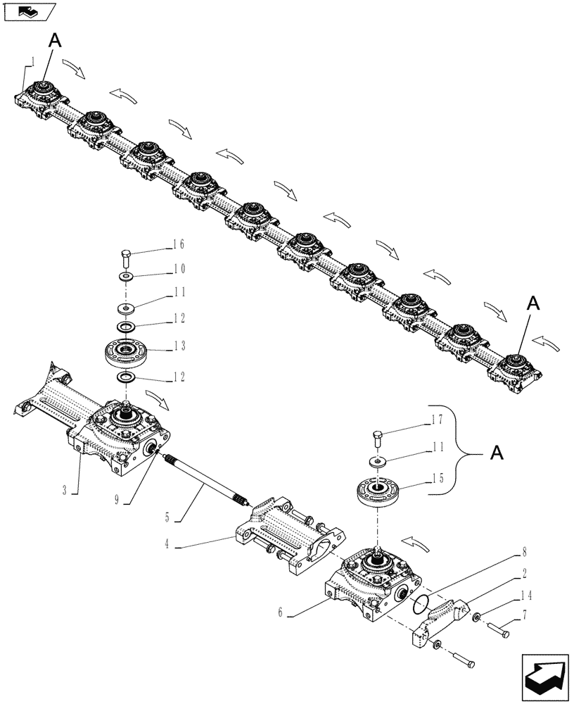 Схема запчастей Case IH RD163 - (58.110.01[03]) - CUTTERBAR BASIC, 10 DISC (58) - ATTACHMENTS/HEADERS