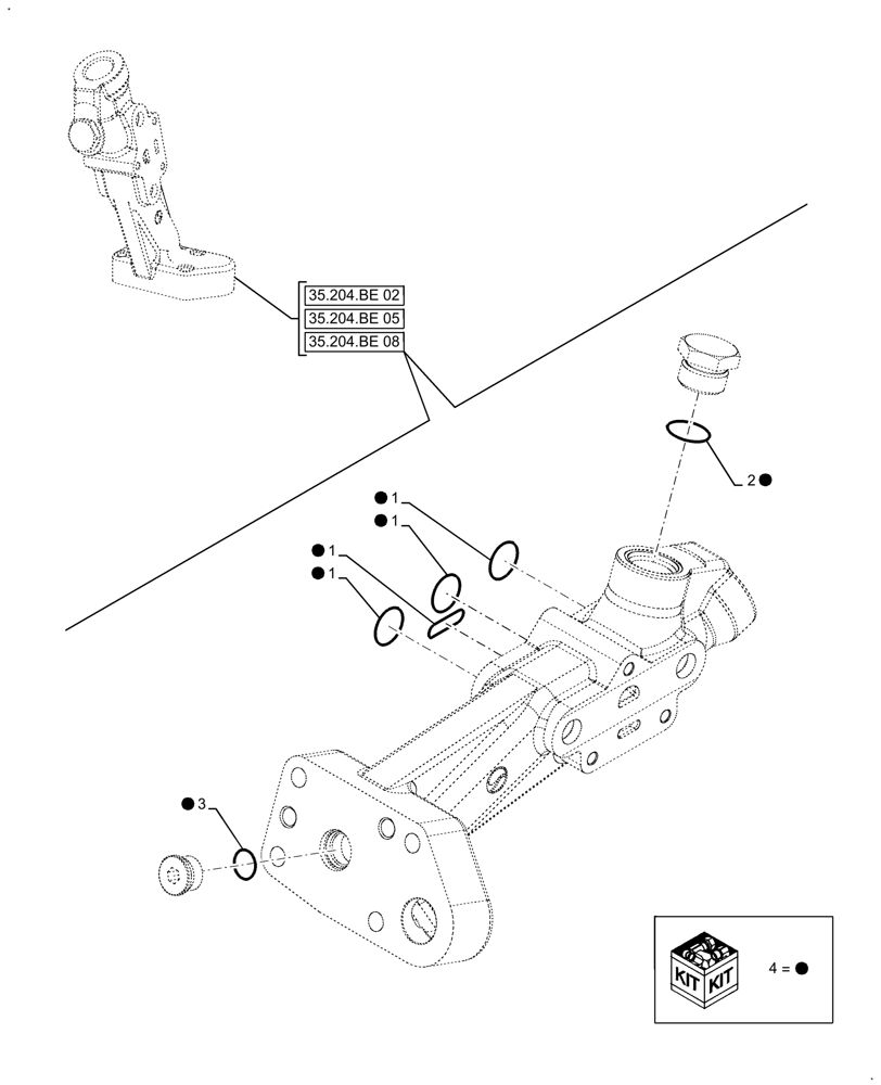 Схема запчастей Case IH FARMALL 125A - (35.204.BE[23]) - REPAIR KIT, BLOCK VALVE FOR REMOTES (35) - HYDRAULIC SYSTEMS