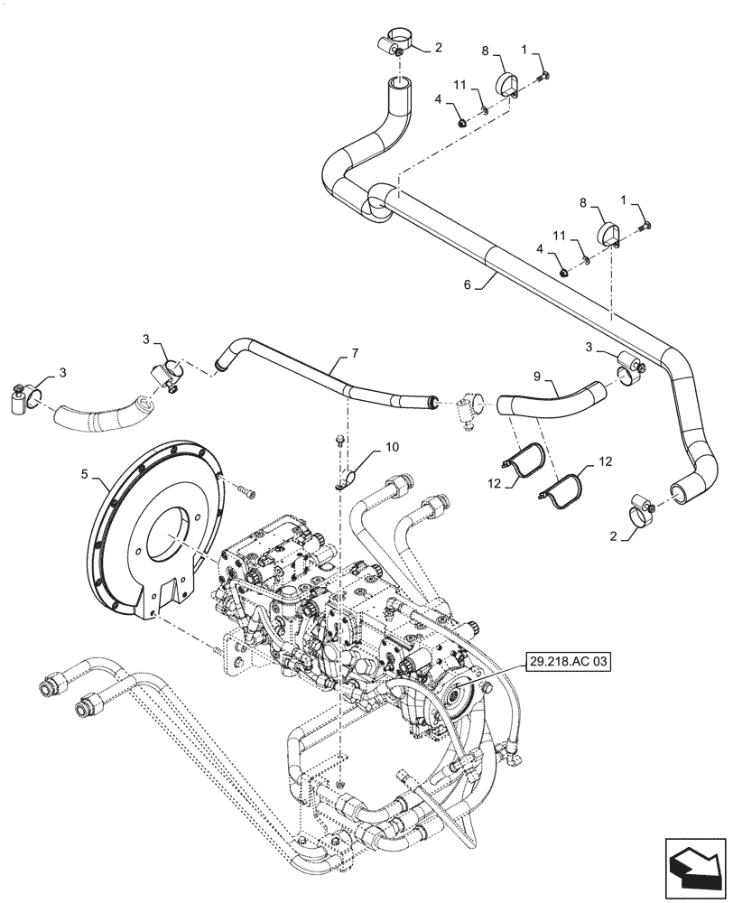 Схема запчастей Case IH TR320 - (29.204.AB[06]) - EH PUMP EHF, SUPPLY LINES (20-NOV-2015 & NEWER) (29) - HYDROSTATIC DRIVE