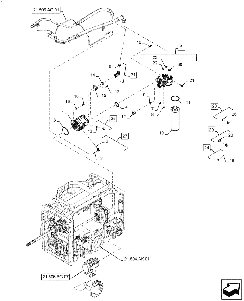 Схема запчастей Case IH MAGNUM 310 - (35.104.AA[15]) - VAR - 420302 - CVT HYDRAULIC SYSTEM, HIGH CAPACITY HYDRAULIC PUMP (35) - HYDRAULIC SYSTEMS