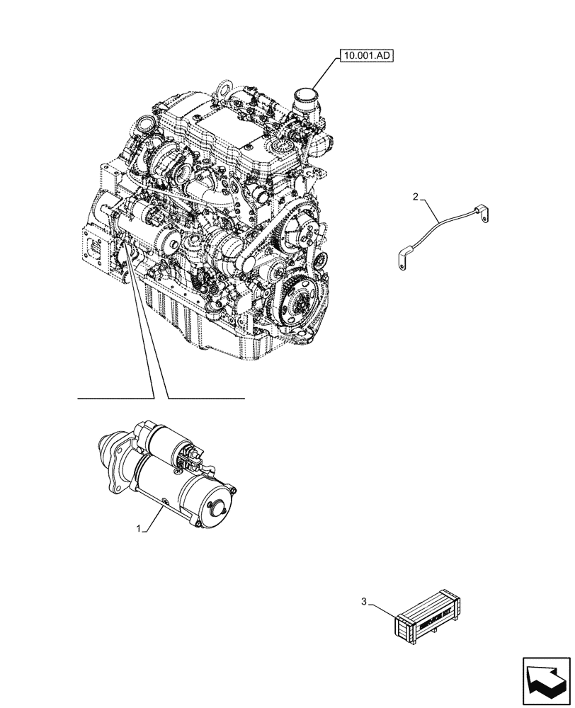 Схема запчастей Case IH FARMLIFT 635 - (55.201.AE[02]) - SERVICE KIT, STARTER MOTOR (55) - ELECTRICAL SYSTEMS