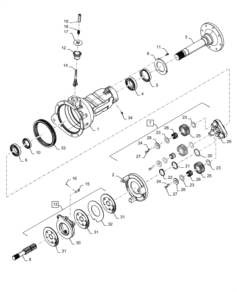 Схема запчастей Case IH FARMALL 55C - (27.124.AD[02]) - RH FINAL REDUCTION HOUSING (27) - REAR AXLE SYSTEM