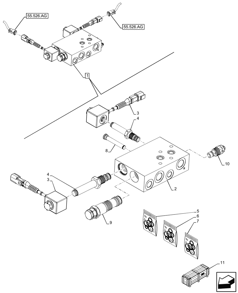 Схема запчастей Case IH FARMLIFT 742 - (35.701.BQ[03]) - VAR - 749298 - RIDE CONTROL, VALVE, COMPONENTS (35) - HYDRAULIC SYSTEMS