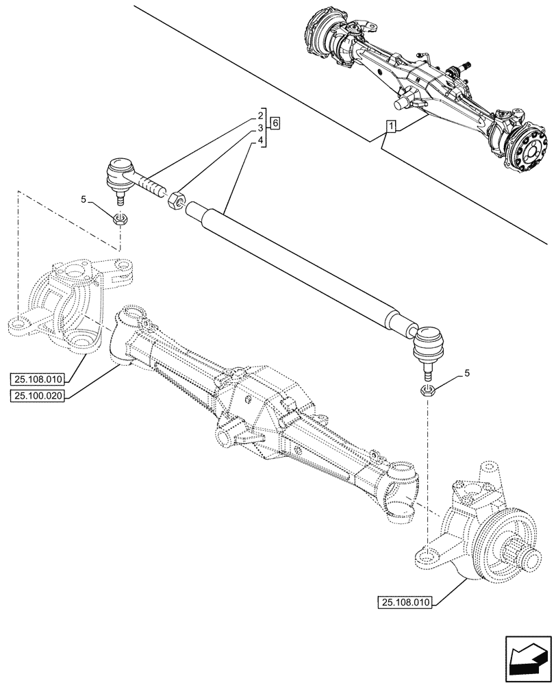 Схема запчастей Case IH JX95HC PLUS - (41.106.010) - STD + VAR - 391244 - 4WD FRONT AXLE, STEERING TIE-ROD (41) - STEERING