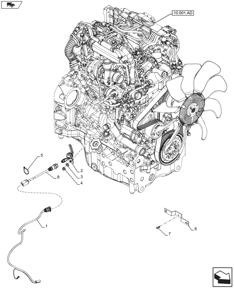 Схема запчастей Case IH FARMALL 105U - (55.202.AE[02A]) - VAR - 331715 - ENGINE, HEATING ELEMENT, NA - BEGIN YR 02-APR-2014 (55) - ELECTRICAL SYSTEMS