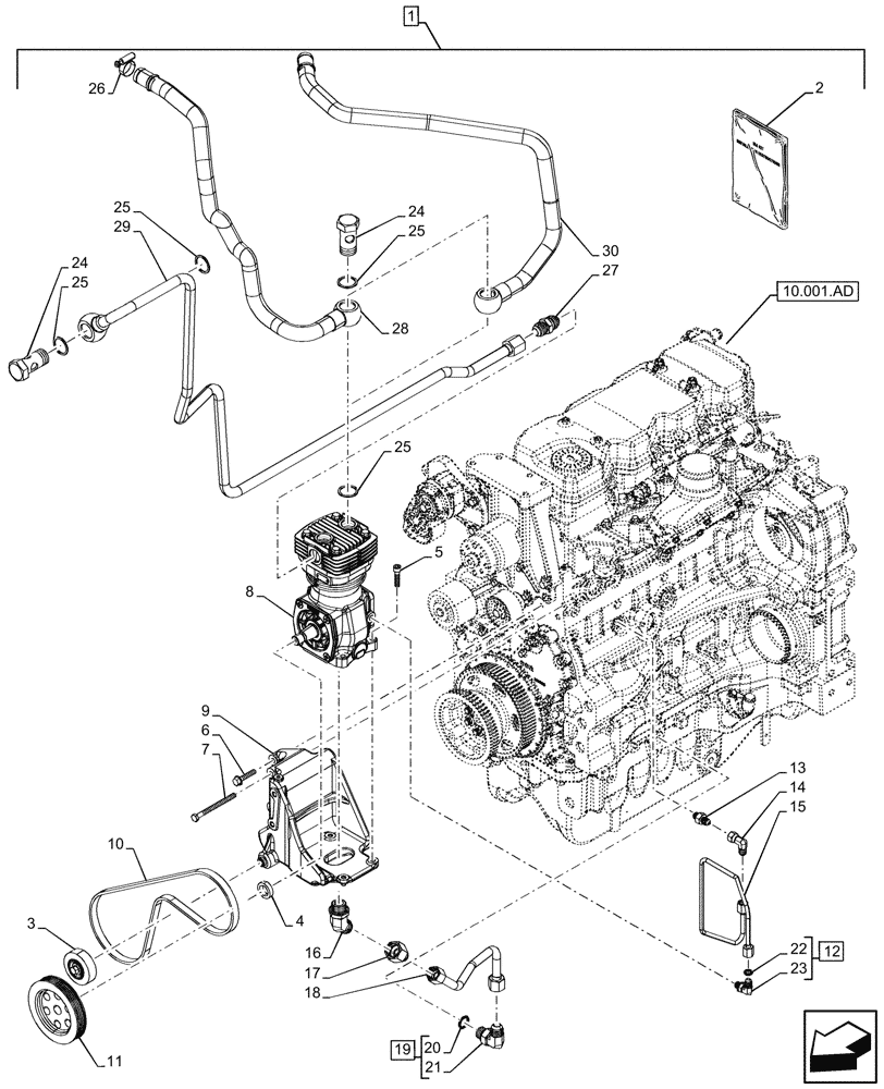 Схема запчастей Case IH MAXXUM 115 - (88.100.33[01]) - DIA KIT, PNEUMATIC TRAILER BRAKE (88) - ACCESSORIES