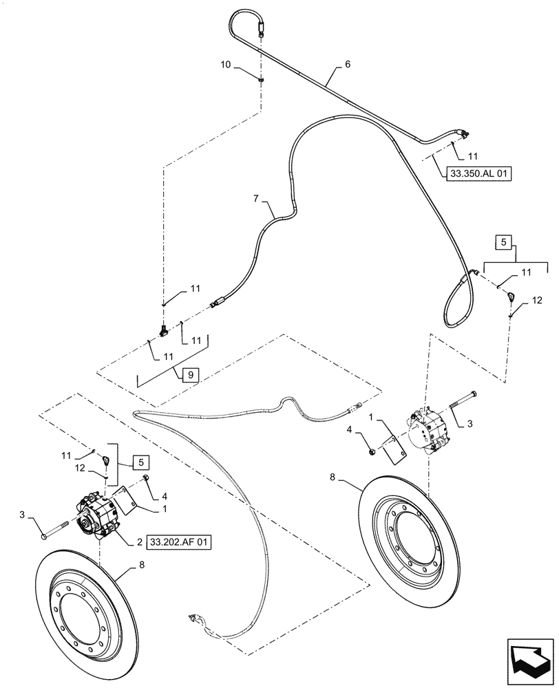 Схема запчастей Case IH PATRIOT 4440 - (33.202.AP[01.1]) - DYNAMIC BRAKE ASSY., ASN YGT044000 (33) - BRAKES & CONTROLS