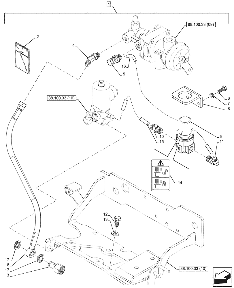 Схема запчастей Case IH MAXXUM 150 - (88.100.33[04]) - DIA KIT, PNEUMATIC TRAILER BRAKE, ITALY (88) - ACCESSORIES