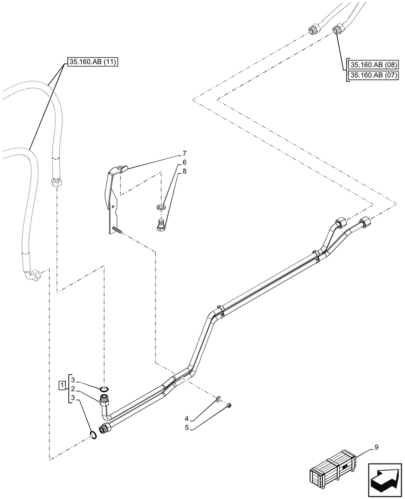 Схема запчастей Case IH MAXXUM 145 - (35.160.AB[12]) - VAR - 758473 - 3 POINT HITCH, FRONT, HYD. LINE (35) - HYDRAULIC SYSTEMS