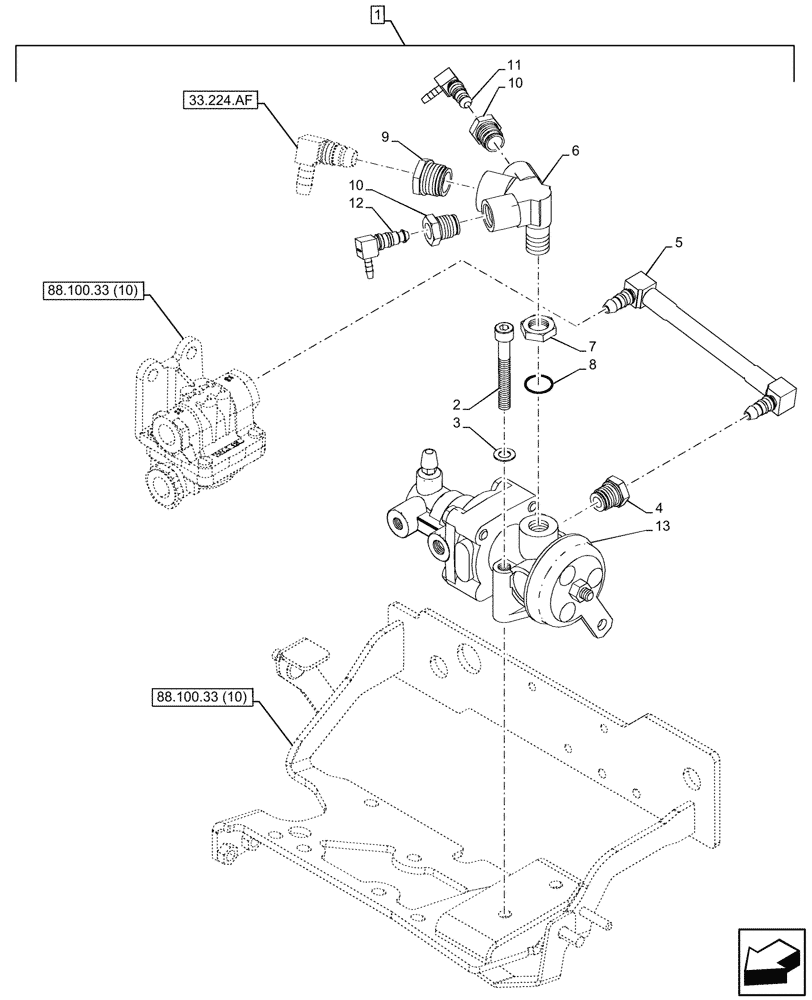 Схема запчастей Case IH MAXXUM 115 - (88.100.33[09]) - DIA KIT, PNEUMATIC TRAILER BRAKE, UNIVERSAL (88) - ACCESSORIES