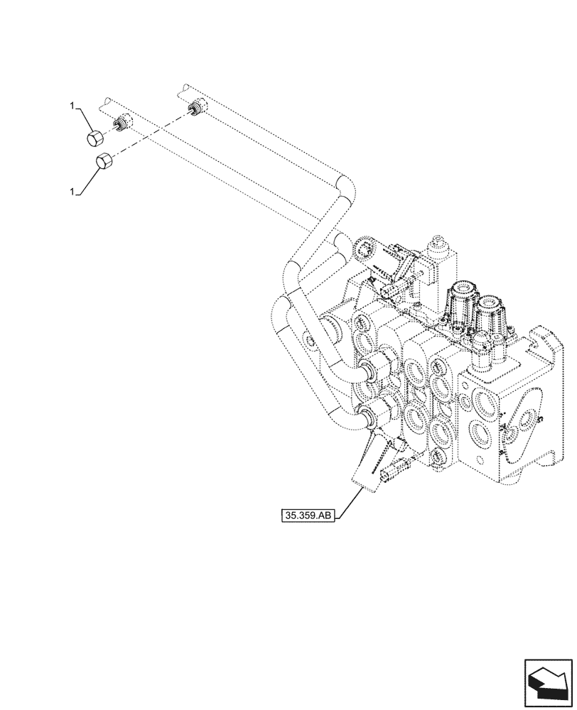 Схема запчастей Case IH FARMLIFT 742 - (35.359.AE[11]) - VAR - 702032 - AUXILIARY CONTROL VALVE, LINE, PLUG (35) - HYDRAULIC SYSTEMS