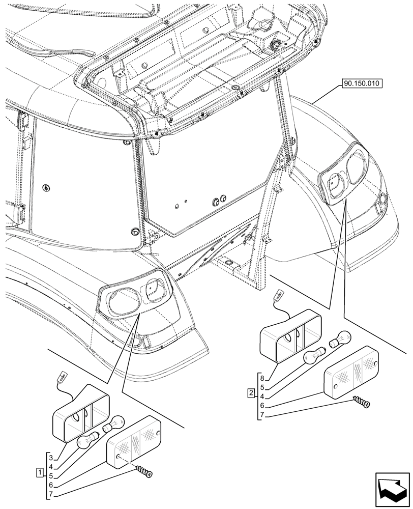 Схема запчастей Case IH JX95HC PLUS - (55.404.080) - STD + VAR - 391606 - TAIL LAMP (55) - ELECTRICAL SYSTEMS