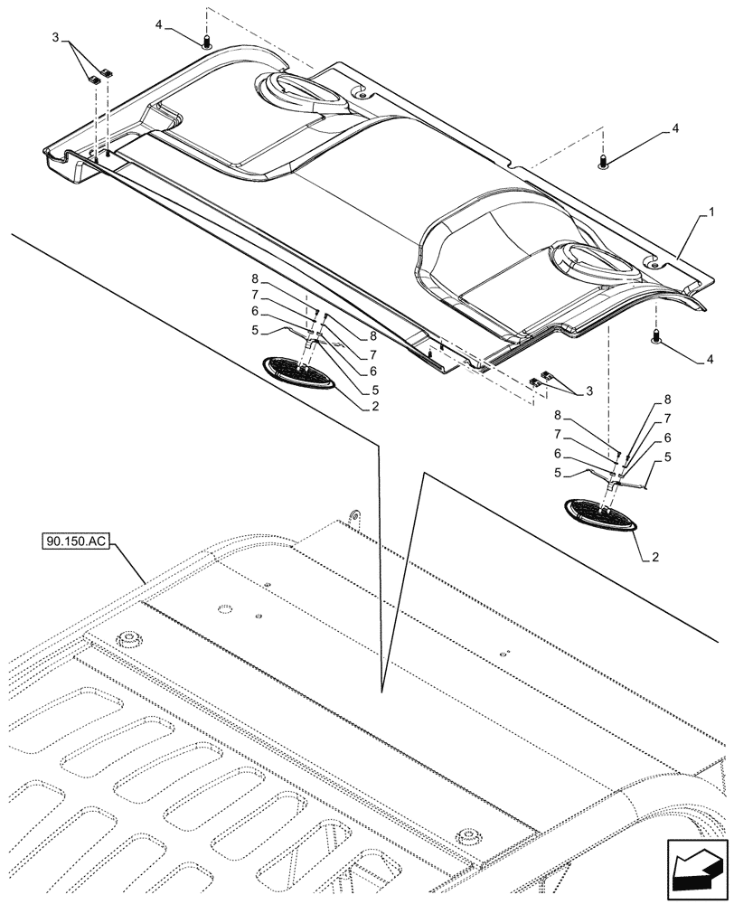 Схема запчастей Case IH FARMLIFT 742 - (90.160.AX[01A]) - CAB HEADLINER - BEGIN YR 28-APR-2015 (90) - PLATFORM, CAB, BODYWORK AND DECALS