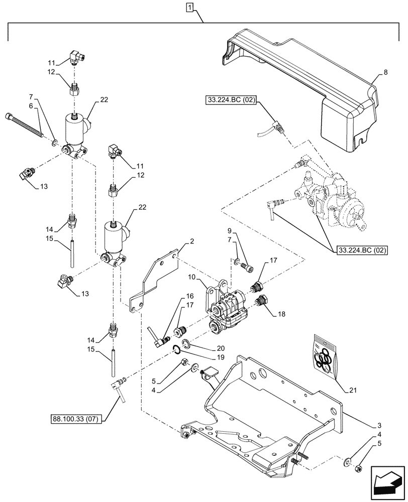 Схема запчастей Case IH MAXXUM 150 - (88.100.33[06]) - DIA KIT, PNEUMATIC TRAILER BRAKE, ITALY (88) - ACCESSORIES