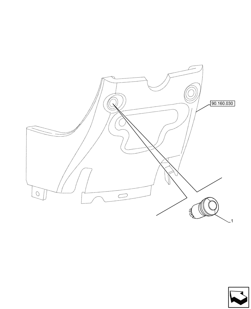 Схема запчастей Case IH JX95HC PLUS - (55.405.010) - STD + VAR - 391606 - WORK LAMP, FRONT, SWITCH (55) - ELECTRICAL SYSTEMS