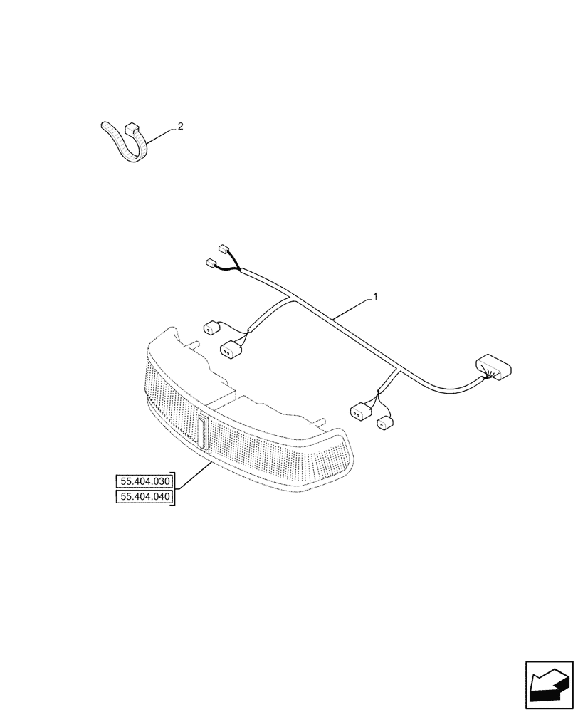 Схема запчастей Case IH JX95HC PLUS - (55.511.020) - STD + VAR - 391606 - HEADLAMP, WIRE HARNESS (55) - ELECTRICAL SYSTEMS