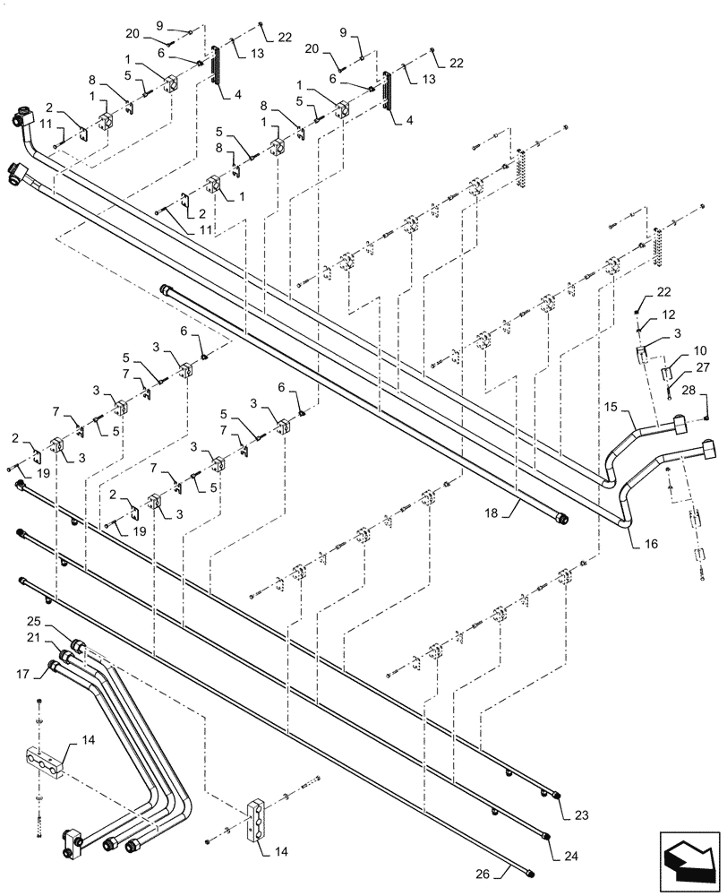 Схема запчастей Case IH PATRIOT 4440 - (35.220.AD[02]) - LEFT SIDE, HYDRAULIC STEEL LINES, ASN YGT044000 (35) - HYDRAULIC SYSTEMS