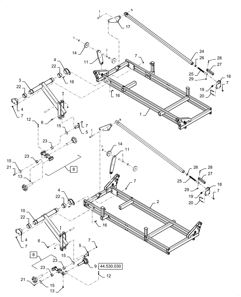 Схема запчастей Case IH TM255 - (39.100.040) - OUTER WING FRAME, 37 FOOT CL (39) - FRAMES AND BALLASTING