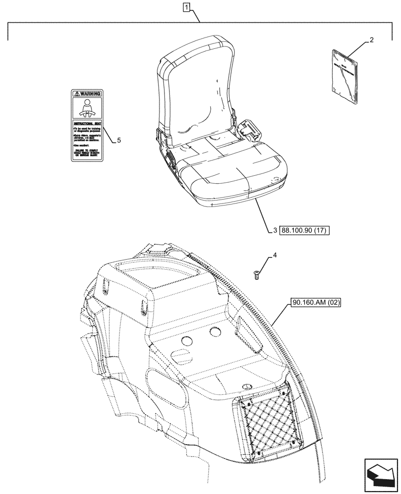 Схема запчастей Case IH MAXXUM 150 - (88.100.90[16]) - DIA KIT, PASSENGER SEAT (88) - ACCESSORIES