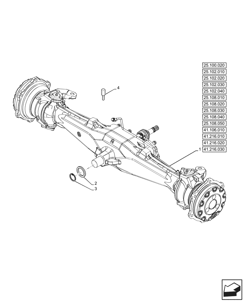 Схема запчастей Case IH JX95HC PLUS - (25.100.010) - STD + VAR - 391244 - 4WD FRONT AXLE (25) - FRONT AXLE SYSTEM