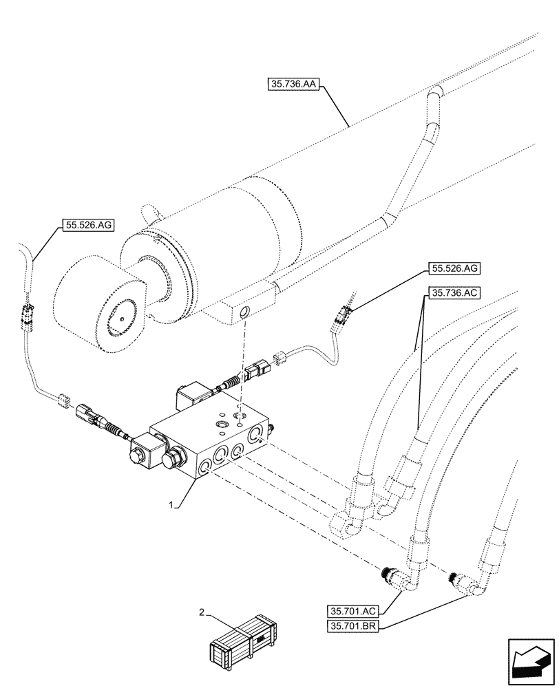 Схема запчастей Case IH FARMLIFT 742 - (88.100.35[07]) - RIDE CONTROL, VALVE (88) - ACCESSORIES