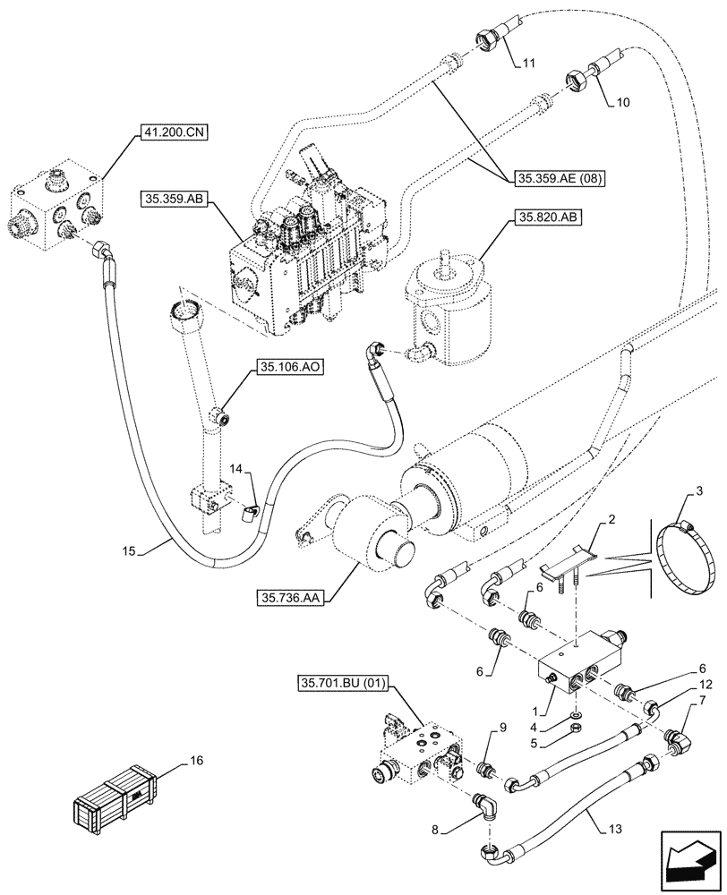 Схема запчастей Case IH FARMLIFT 935 - (88.100.35[09]) - RIDE CONTROL, VALVE (88) - ACCESSORIES