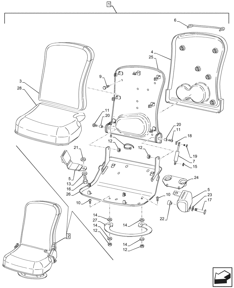 Схема запчастей Case IH MAXXUM 150 - (88.100.90[17]) - DIA KIT, PASSENGER SEAT (88) - ACCESSORIES