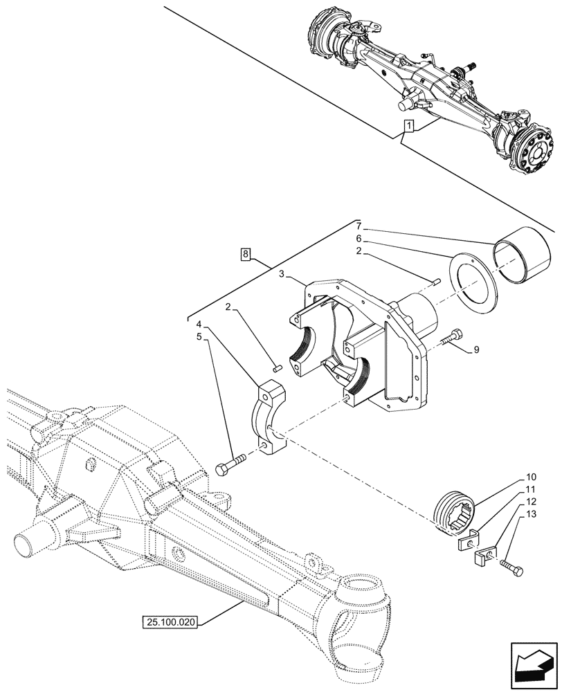 Схема запчастей Case IH JX95HC PLUS - (25.102.010) - STD + VAR - 391244 - 4WD FRONT AXLE, DIFFERENTIAL, SUPPORT (25) - FRONT AXLE SYSTEM