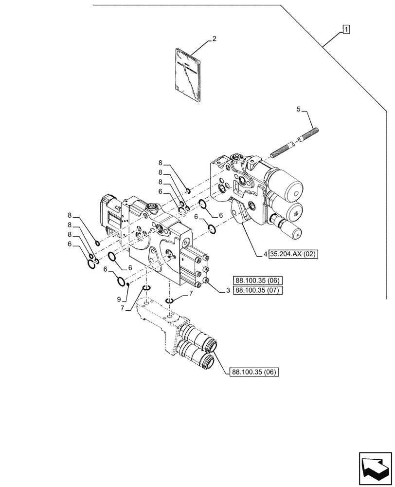 Схема запчастей Case IH PUMA 185 CVT - (88.100.35[05]) - DIA KIT, REMOTE CONTROL VALVE (88) - ACCESSORIES