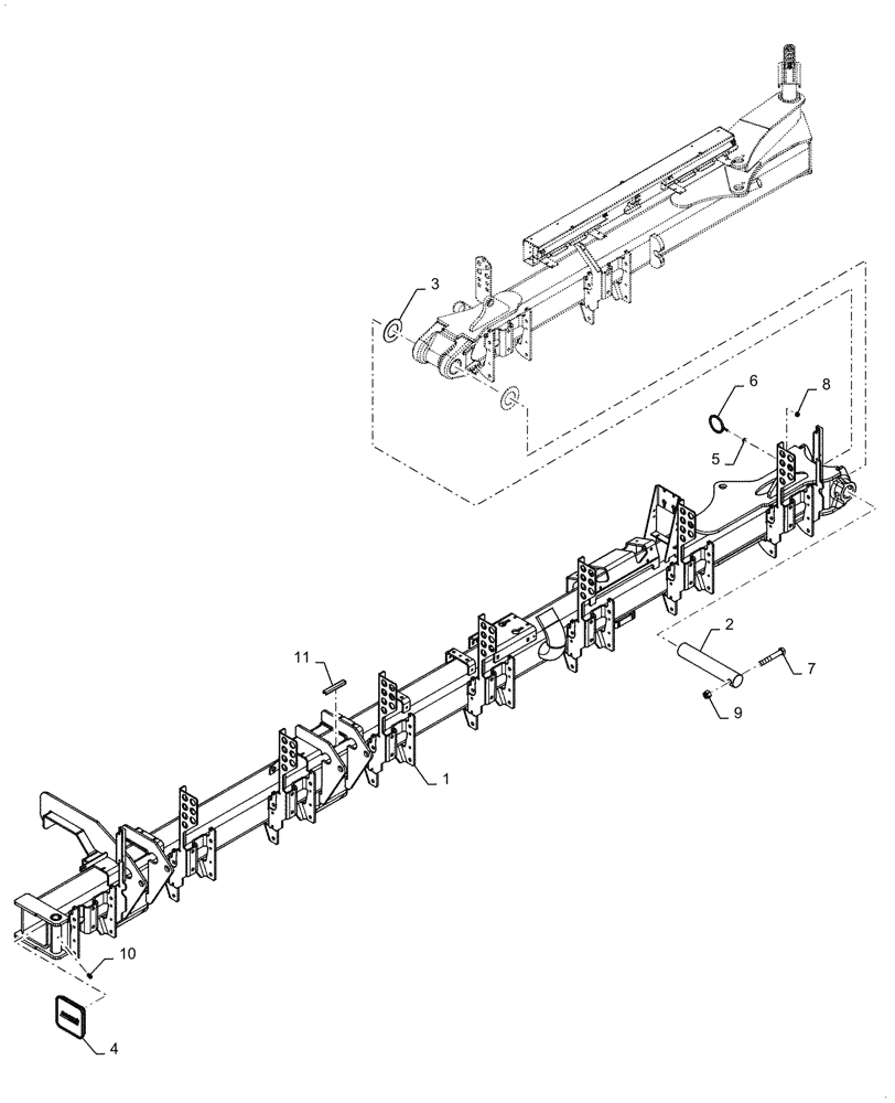 Схема запчастей Case IH 2150 - (39.902.AB[10]) - OUTER WING LEFT, 24 ROW (39) - FRAMES AND BALLASTING