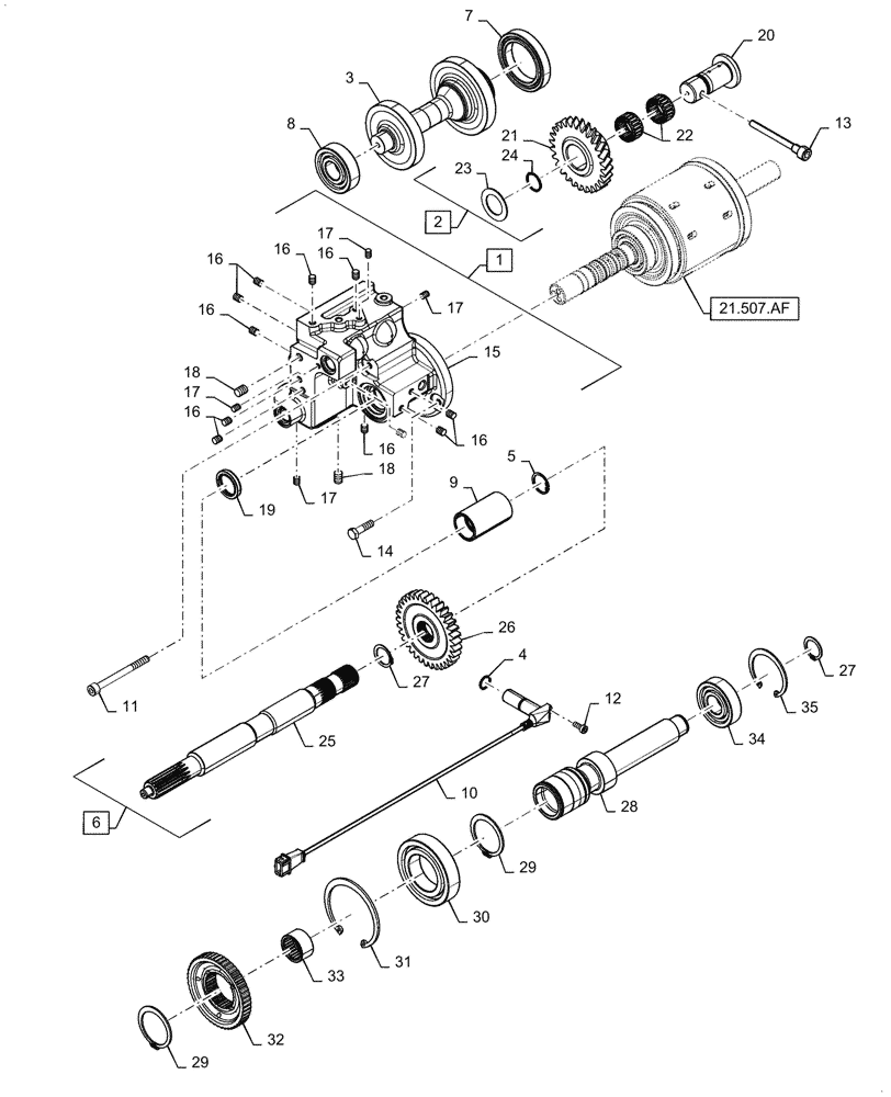 Схема запчастей Case IH FARMALL 55C - (21.504.AK[04]) - FRONT HOUSING (21) - TRANSMISSION