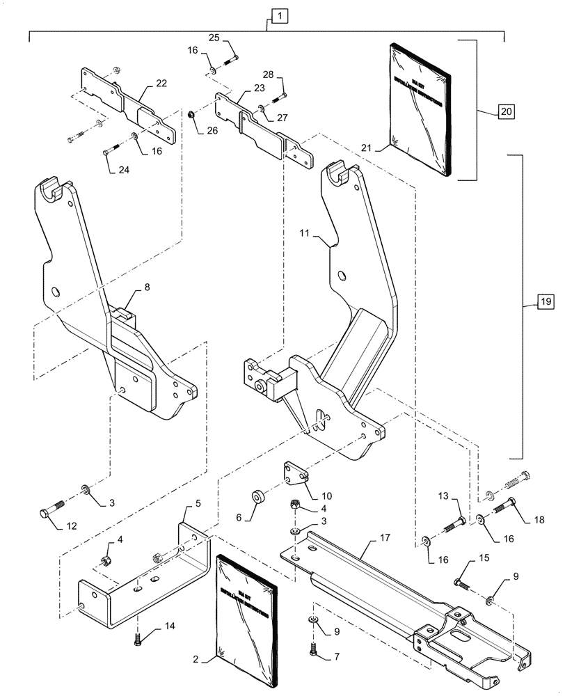 Схема запчастей Case IH L350A - (39.100.020) - VAR - 713696046 - SUBFRAME MOUNTING PARTS (39) - FRAMES AND BALLASTING