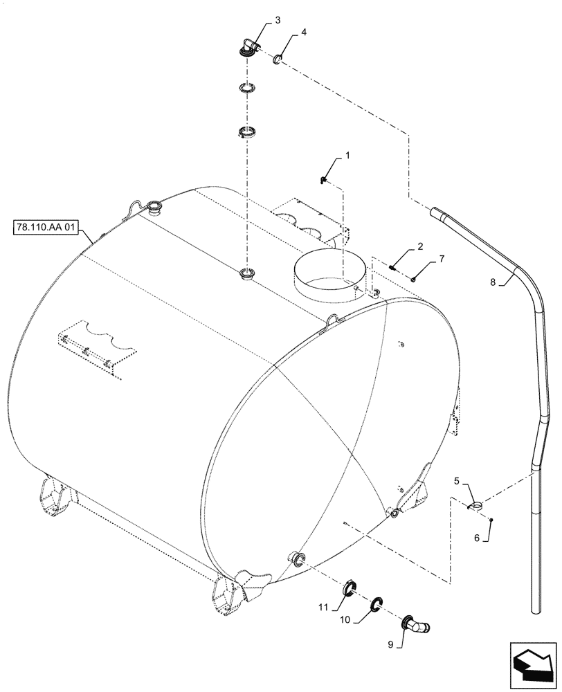 Схема запчастей Case IH PATRIOT 4440 - (78.110.AA[02.1]) - PRODUCT TANK, FRONT PLUMBING, ASN YGT042518 (78) - SPRAYING