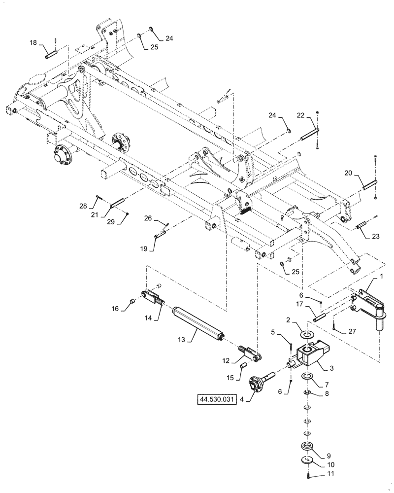 Схема запчастей Case IH TM255 - (39.100.079) - MAIN FRAME LIFT SYSTEM 51,55,60 FLOATING HITCH CONTINUED (39) - FRAMES AND BALLASTING