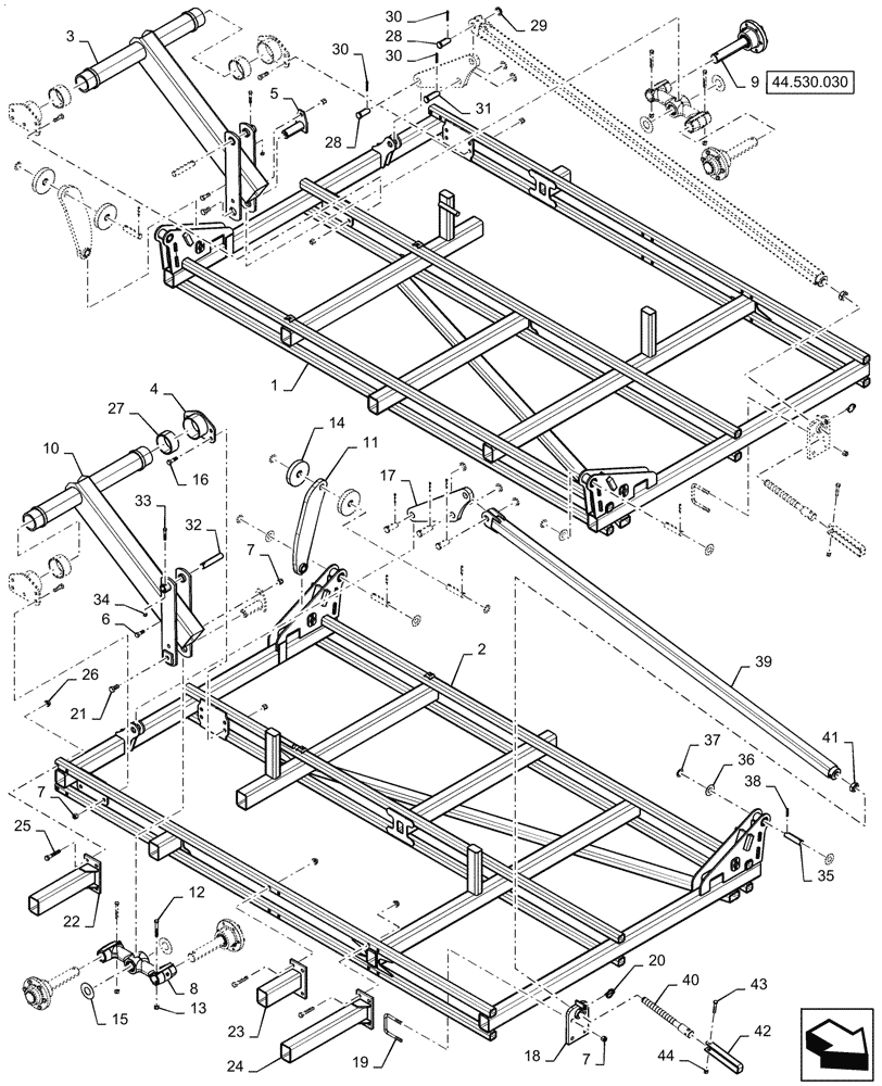 Схема запчастей Case IH TM255 - (39.100.072) - OUTER WING DOUBLE FOLD PULL HITCH 51 FOOT (39) - FRAMES AND BALLASTING