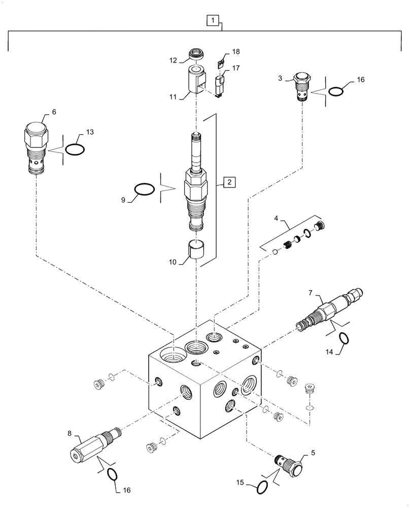 Схема запчастей Case IH 1255 - (35.744.AI[01]) - BLOCK BULK FILL VALVE DIRECT DRIVE, BREAKDOWN 13GPM (35) - HYDRAULIC SYSTEMS