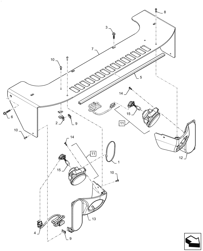 Схема запчастей Case IH TV380 - (55.404.040[01]) - FRONT LIGHT ASSY (55) - ELECTRICAL SYSTEMS